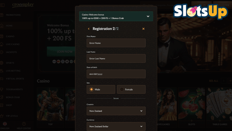 CrownPlay casino sign up step 3