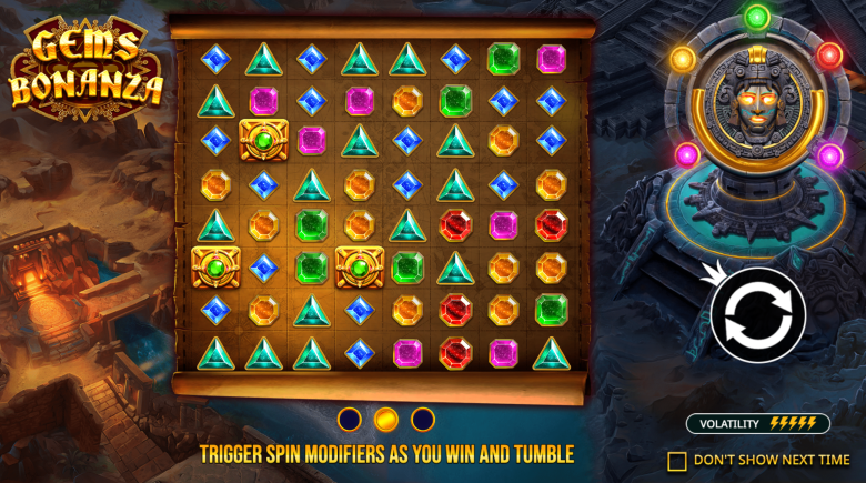 Gems Bonanza Main Screen
