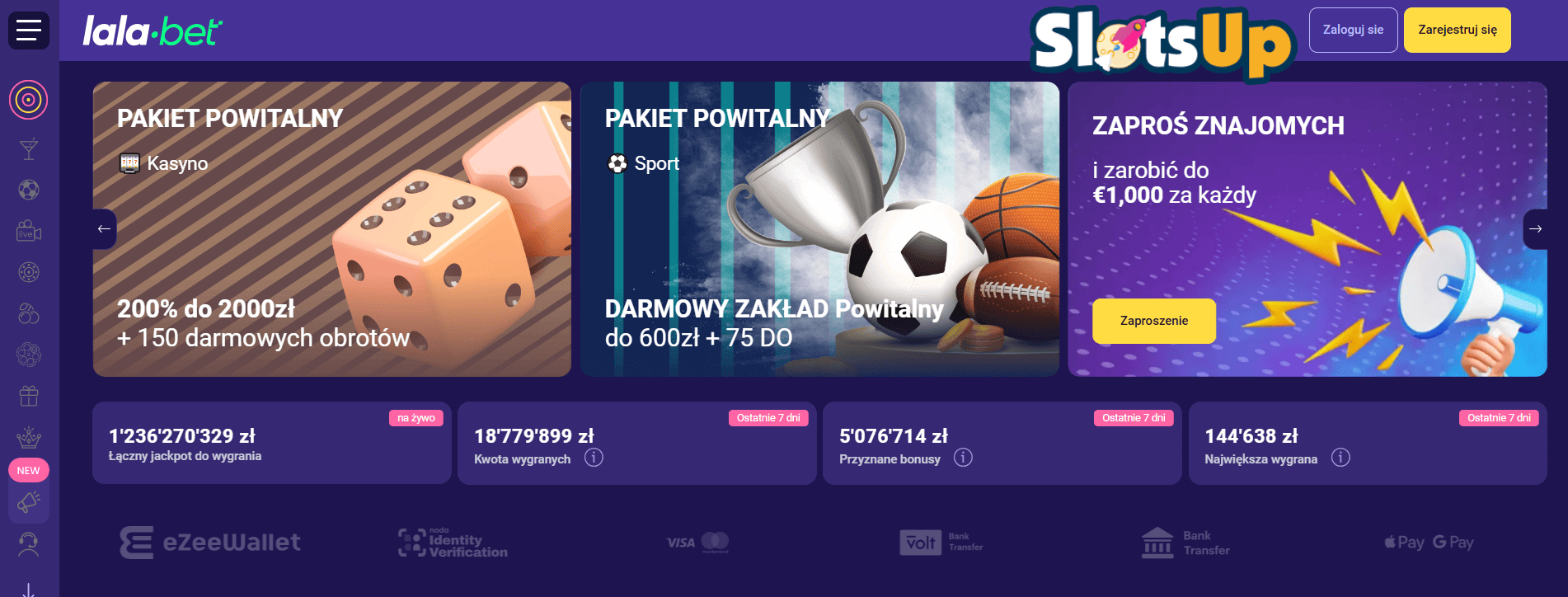 LalaBet Rejestracja w kasynie online krok 1