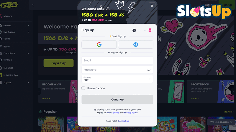 Starzino login
