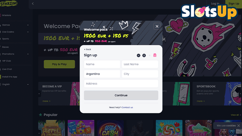 Starzino login